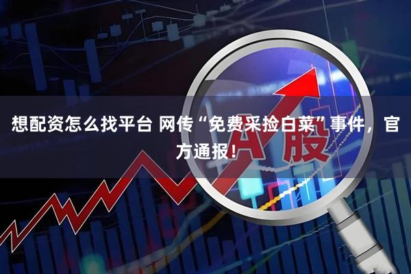 想配资怎么找平台 网传“免费采捡白菜”事件，官方通报！