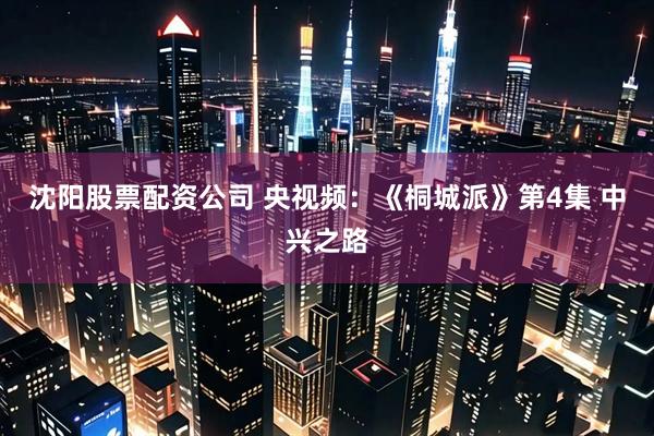 沈阳股票配资公司 央视频：《桐城派》第4集 中兴之路